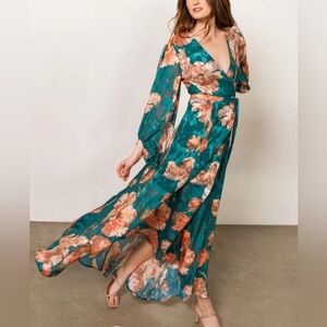 Anthropologie Hutch Green Floral Green  Wrap Dress Size 1X
